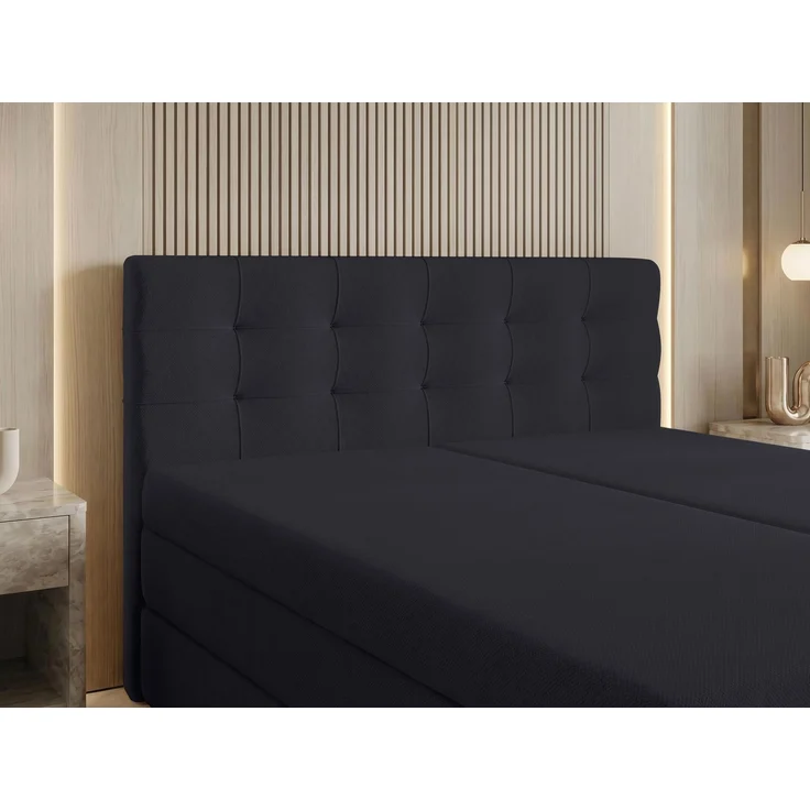 AX LIVING Finike Bett 160x200 cm mit Topper, Boxspring, Schwarz – Bild 4