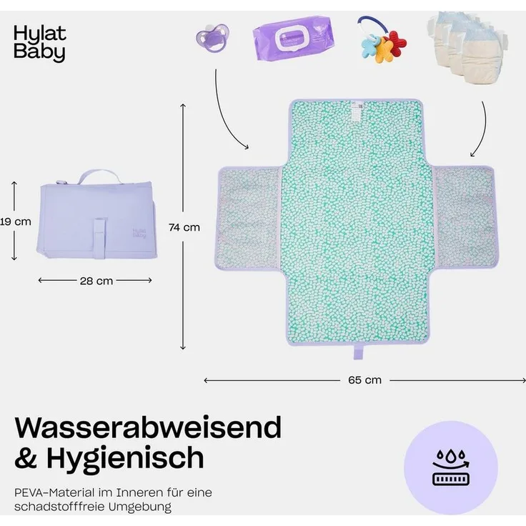 Hylat Baby Wickelauflage Faltbare Wickelunterlage für Unterwegs - Lila