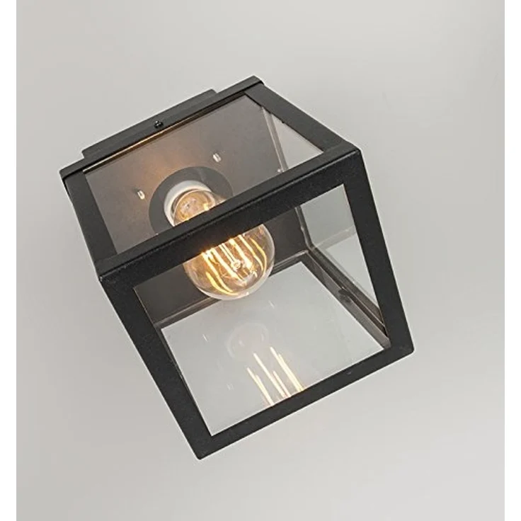 Qazqa Außen-Deckenleuchte Rotterdam, ohne Leuchtmittel, E27, Schwarz, Modern, Edelstahl, 1-flammig – Bild 6