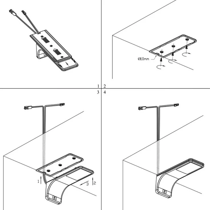 kalb LED Unterbauleuchte LED Unterbauleuchte, flach dimmbar mit Touch-Schalter, silbergrau, 3er Set, neutralweiß – Bild 3