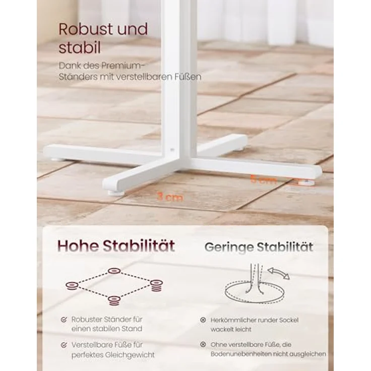 VASAGLE Esstisch, Esszimmertisch, für 4 Personen, Landhausstil, wasserresistente Oberfläche, 80 cm d, 74,8 cm H, vielseitig, eichenfarben, KDTDE082W01 – Bild 8