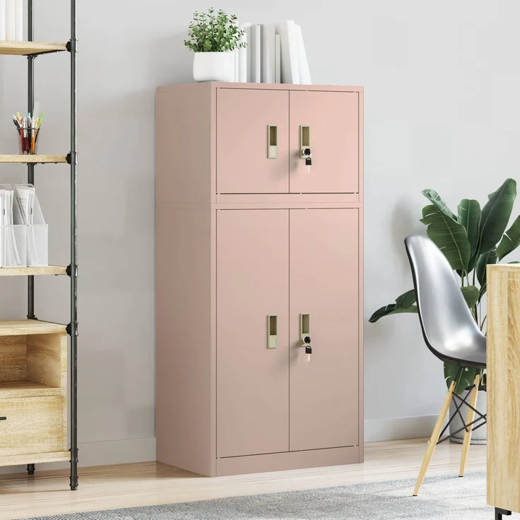 vidaXL Aufbewahrungsschrank 2 stk. Rosa 60 x 40 x 130 cm Stahl 3438688 – Bild 4