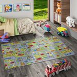 Snapstyle Kinder- und Spielteppich, 100% Polyamid, Abenteuerland, 133x133 cm
