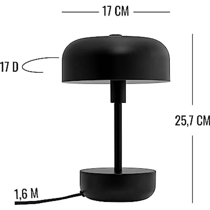 Dyberg Larsen Haipot Tischleuchte, schwarze LED Nachttischlampe mit G9 Sockel – Bild 3