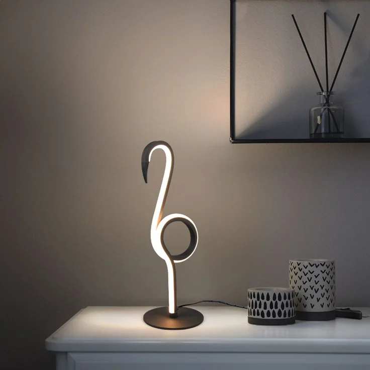 LED Tischleuchte, schwarz, Flamingo Design, H 35 cm – Bild 3