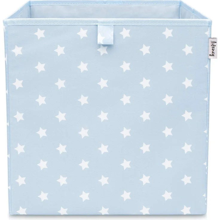 LIFENEY Aufbewahrungsbox mit Sternenmotiv in Hellblau, Spielzeugbox mit Sternen passend für Würfelregale, Ordnungsbox für das Kinderzimmer, Aufbewahrungskorb als Accessoire für Zuhause | 33x33x33 cm – Bild 1