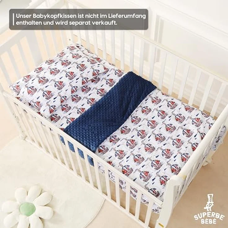 SUPERBE BEBE Baby und Kinderdecke aus weicher Oeko-Tex Baumwolle - 75x100 cm Babydecke für Kinder in 10 Farben - Kuscheldecke Geschenk für Mädchen oder Jungen Wendbar, Weich und Atmungsaktiv – Bild 5