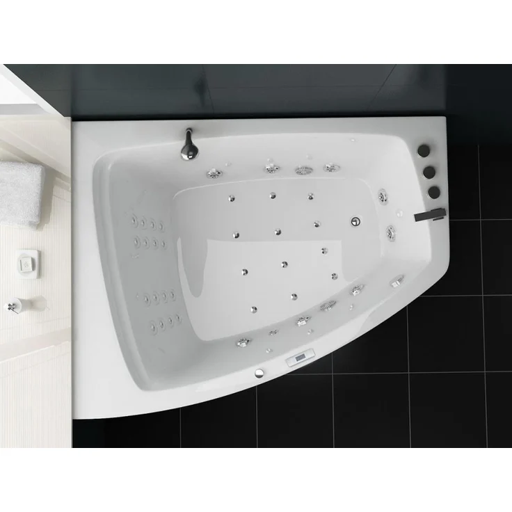 PureHaven Whirlpool 180x140 cm Reinigungsprogramm & Lichttherapie modernes Design Wasserfall 12 Hydrojets Bluetooth-fähiges Soundsystem – Bild 2