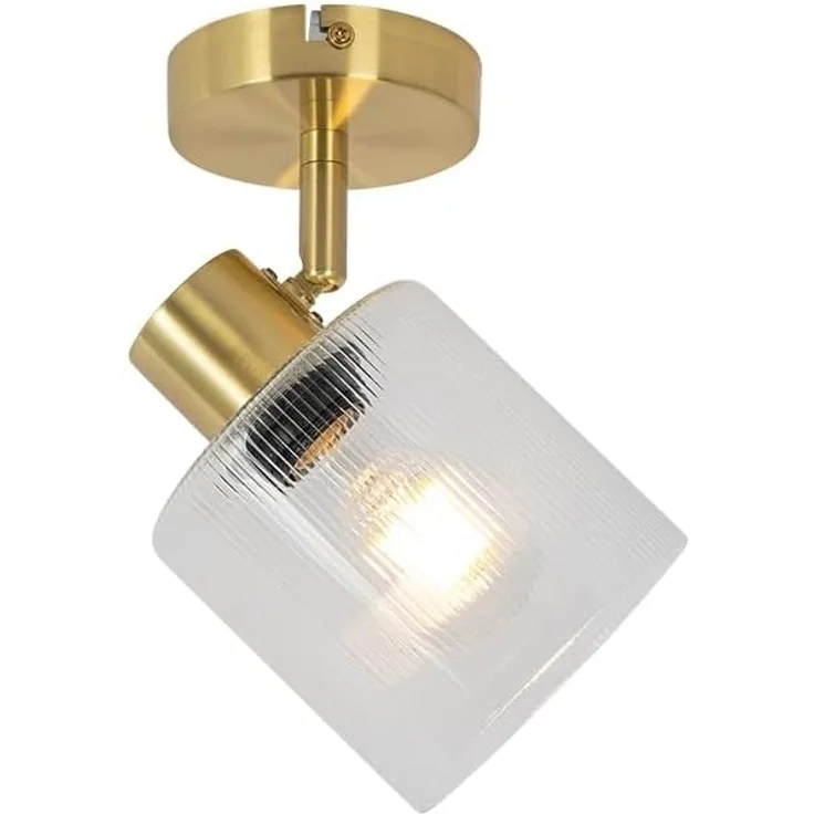 Qazqa LED Aufbaustrahler Laura, ohne Leuchtmittel, E27, Gold, Art Deco, Glas, 1-flammig