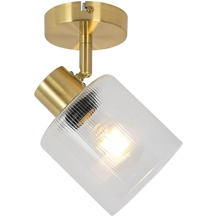 Qazqa LED Aufbaustrahler Laura, ohne Leuchtmittel, E27, Gold, Art Deco, Glas, 1-flammig – Bild 1