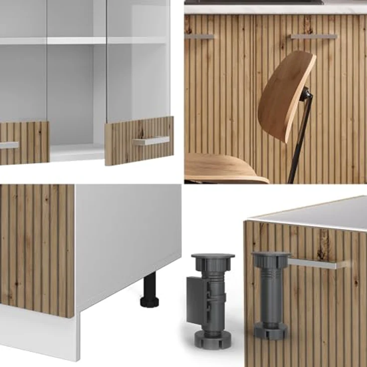 Vicco Singleküche R-Line, Küchenblock in Eiche Artisan und Weiß, rechteckig, 140x81.6x60 cm, Holzwerkstoff – Bild 7