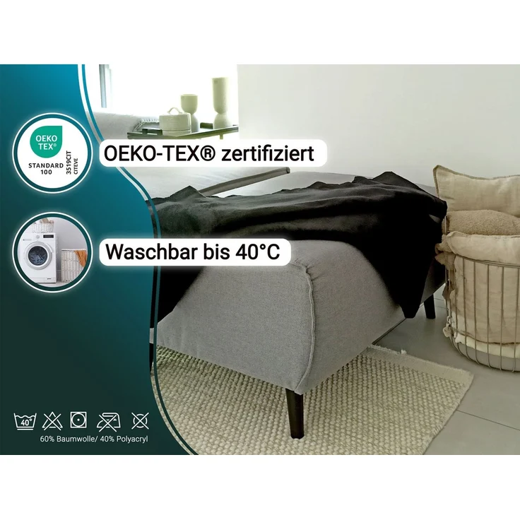 ZOLLNER Kuscheldecke mit Einfassband, 150x200 cm, schwarz – Bild 4