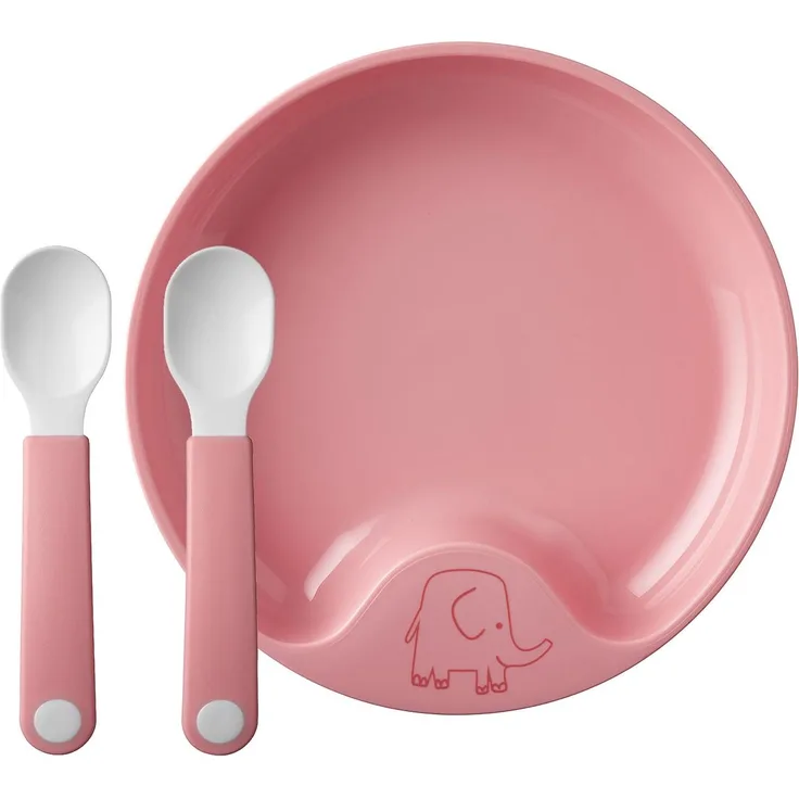 Mepal Mio Lernteller mit Lernlöffel deep pink