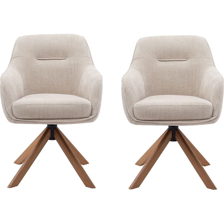 Armlehnstuhl >Avola< (2er-Set) leinen-beige, 360° drehbar, Federkern - 57x87x65 (BxHxT)