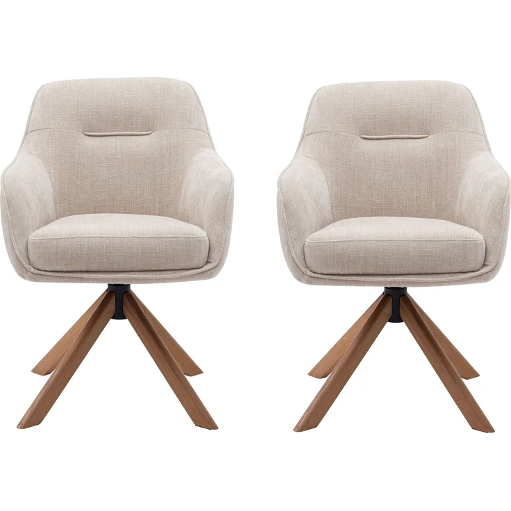 Armlehnstuhl >Avola< (2er-Set) leinen-beige, 360° drehbar, Federkern - 57x87x65 (BxHxT) – Bild 1