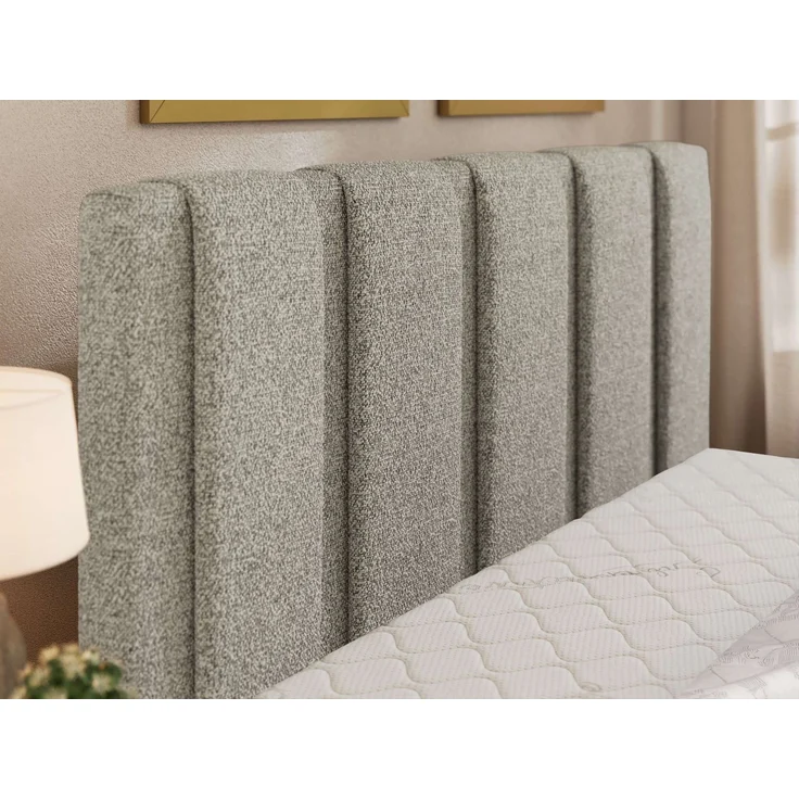 Polsterbett SAVINO CLASSIC mit Bettkasten und Lattenrost Doppelbett 140 x 200 cm mit hohem Kopfteil Stauraumbett Bett mit Gasdruckfeder - Hellgrau Stukture - Multipocket Matratze - ELORI LUX – Bild 5