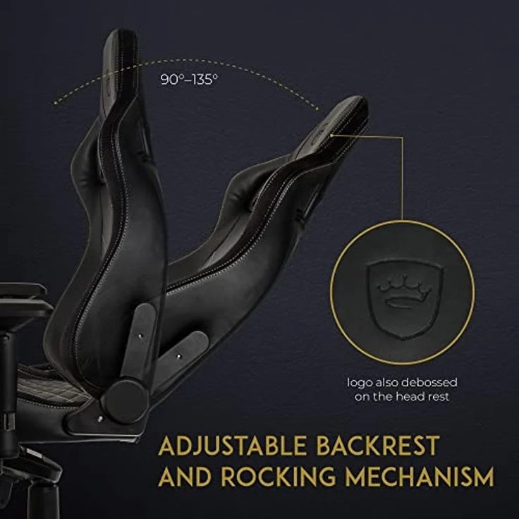 noblechairs Epic Gaming Stuhl - Bürostuhl - Schreibtischstuhl - PU-Kunstleder - Inklusive Kissen - Schwarz/Gold – Bild 6