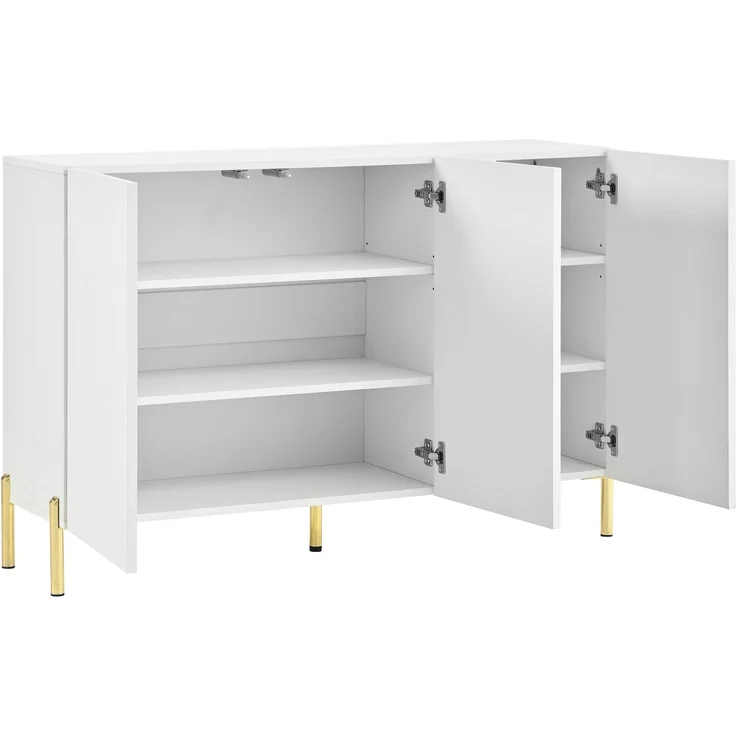ZUBALIYA Schuhschrank 120 x 35,5 x 80 cm, mit 3 Türen, aus MDF / Spanplatte, Weiß – Bild 19