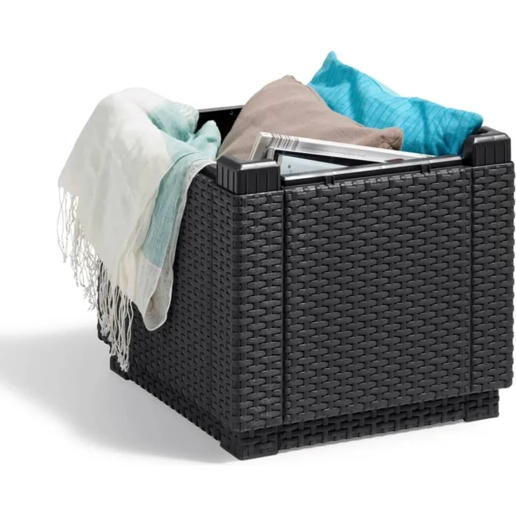 Keter Sitzwürfel mit Stauraum und Kissen Graphitgrau 408951 – Bild 2