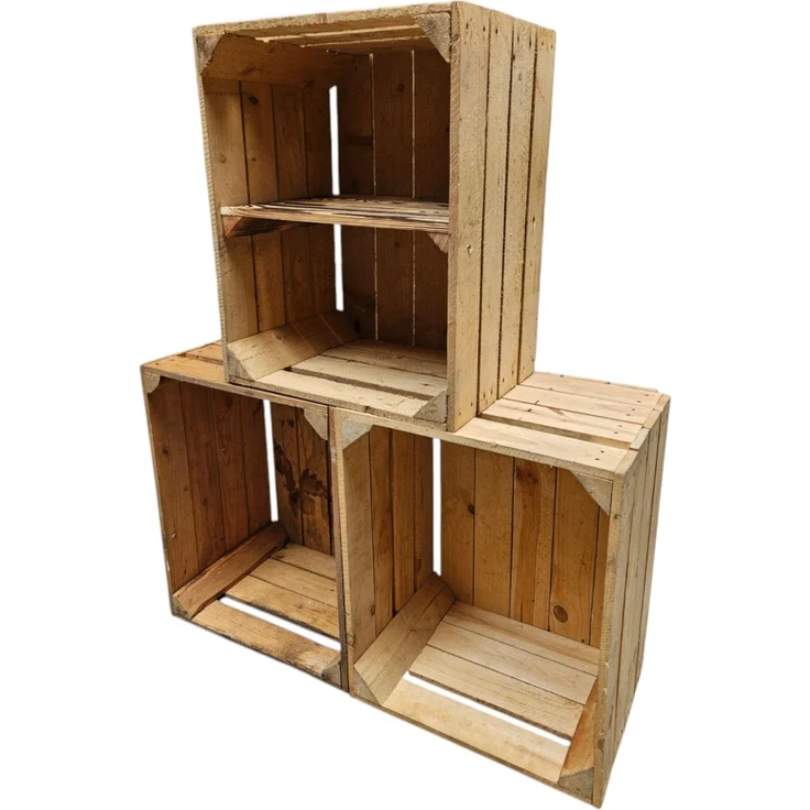 Holzkisten 3er Set 50 x 40 x 30cm Vintage mit Ablage Kurz verschraubt – Bild 4