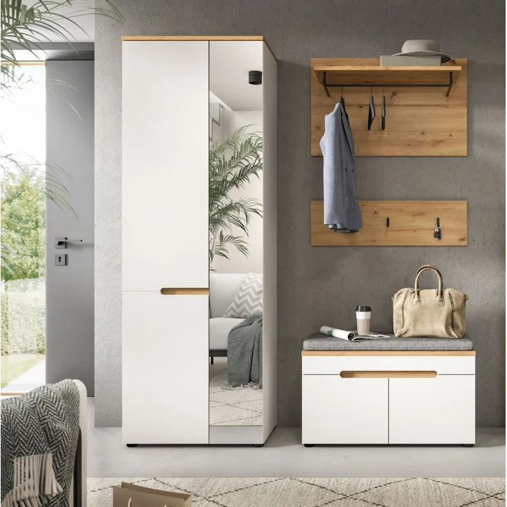 Garderobe Set 4-tlg. Cooper in weiß und Eiche 160 cm – Bild 5