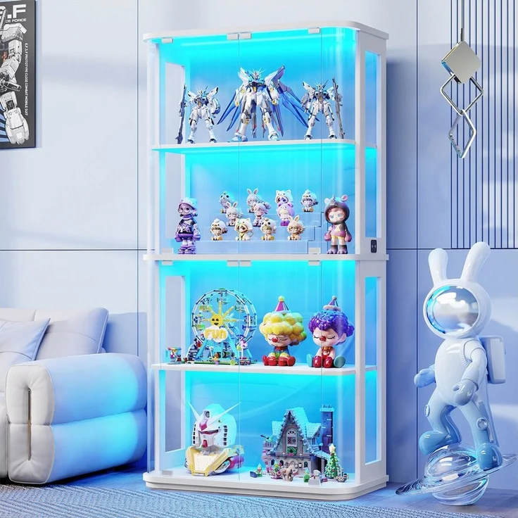 BROTTAR Glasvitrine im Runddesign 4 Ebenen mit LED Beleuchtung & Sensor (1-St) Vitrine für Figuren und Sammlungen – Bild 1