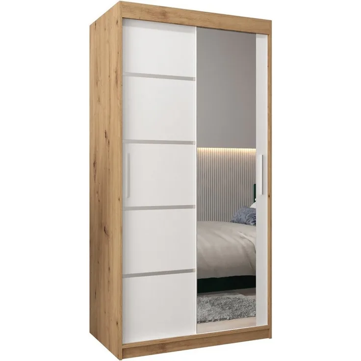 ABIKS MÖBEL Schwebetürenschrank Verona 2 Schlafzimmerschrank, mit Spiegel, Kleiderstange und Regalen