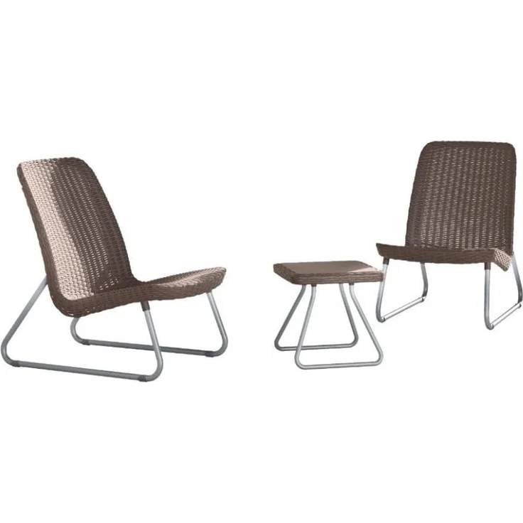Keter 17197637 Lounge Set Rio, Rattanoptik, Kunststoff, Braun, 77.5 x 76 x 54 cm – Bild 1