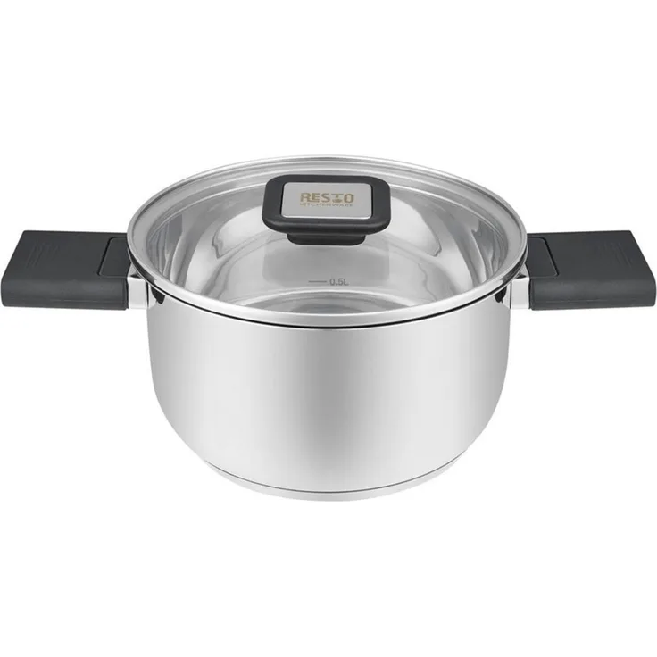 RESTO Kitchenware Kochtopf Anser, energiesparend und spülmaschinenfest, im Geschenkkarton, Edelstahl 18/10 (2-tlg), Geeignet für alle Herdarten, auch Induktion, mit klappbaren Griffen