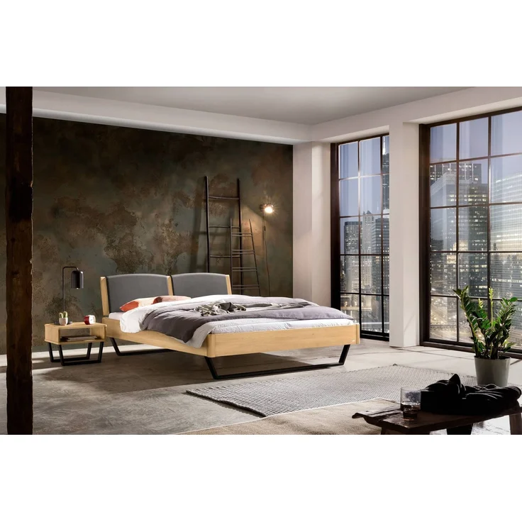 Hasena Bett Marola Eiche bright mit gepolstertem Kopfteil 180x200 cm, Fußhöhe 20 cm – Lounge – Bild 2