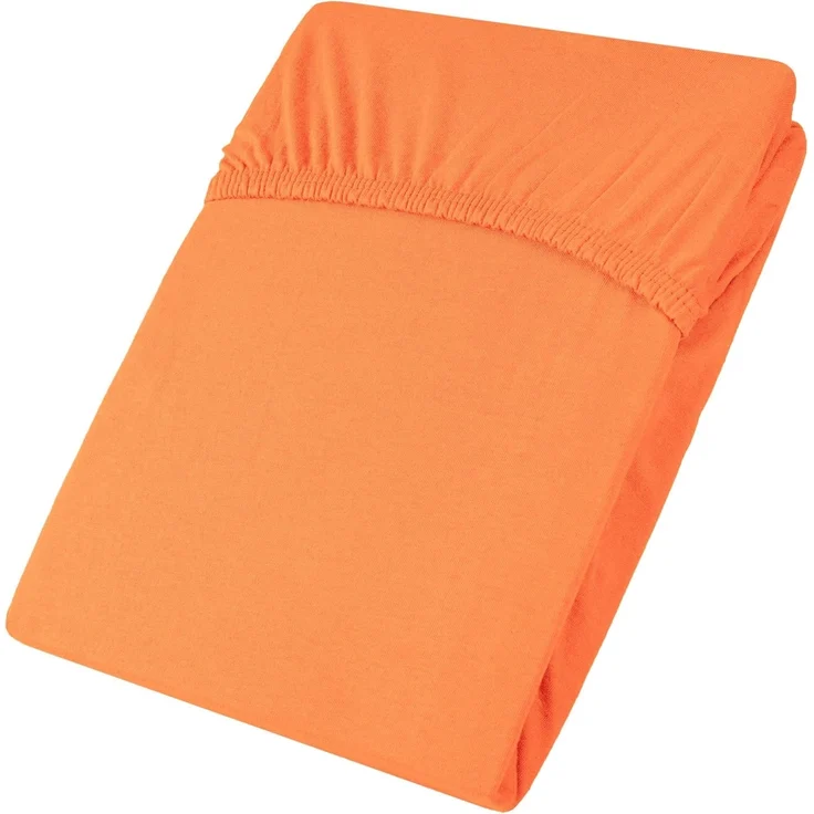 aqua-textil Viana Spannbettlaken 140x200-160x200 cm orange Baumwolle Spannbetttuch Jersey Laken – Bild 2
