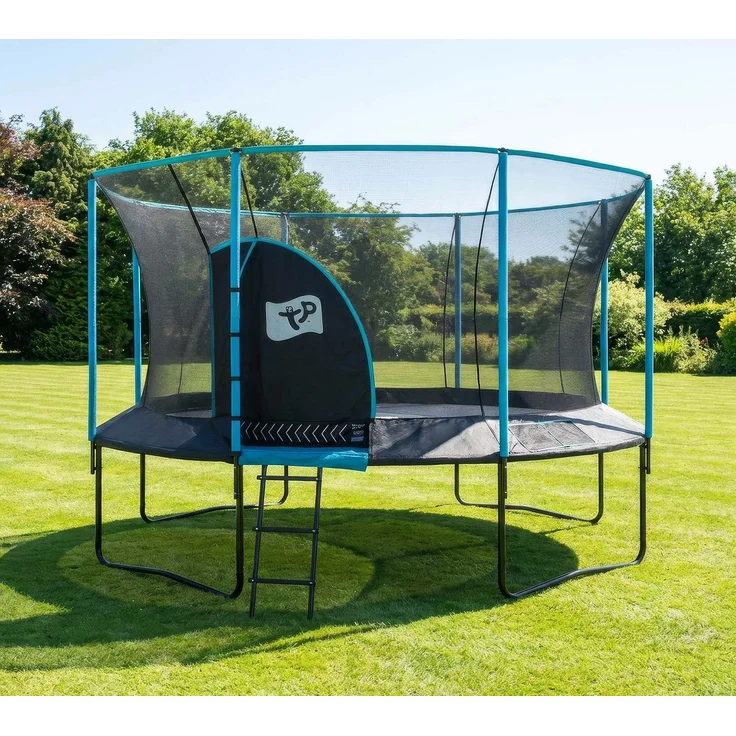 TP Toys Trampolin 'Genius 14' | inkl. Sicherheitsnetz | Schwarz/Blau | 427 x 427 x 269 cm