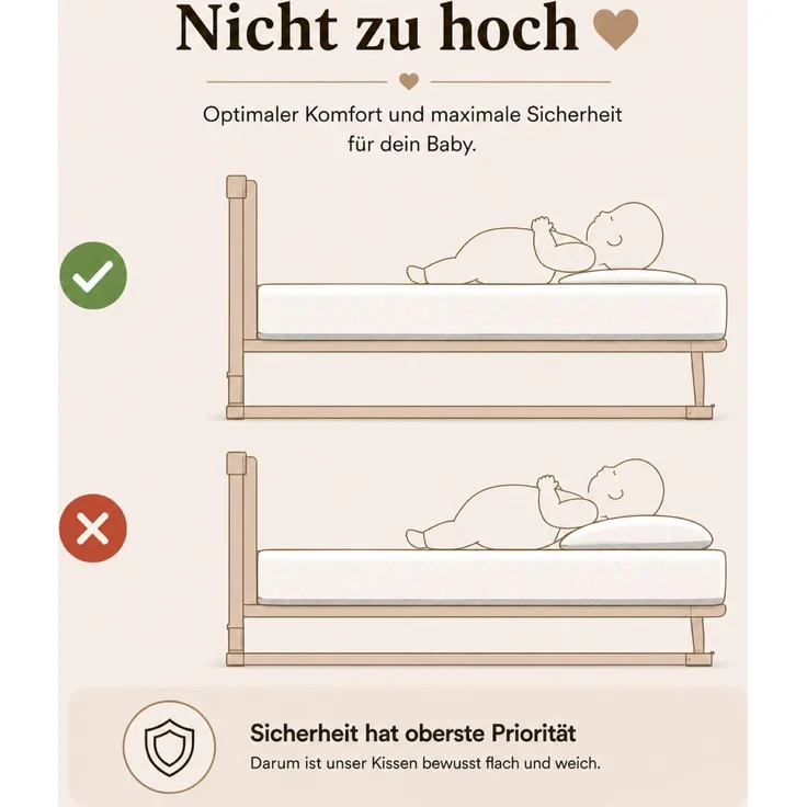 2 Stück Betten Hofmann Baby Daunenkissen 35x40 cm Flachkissen 100% Daunen 30 g – Bild 5