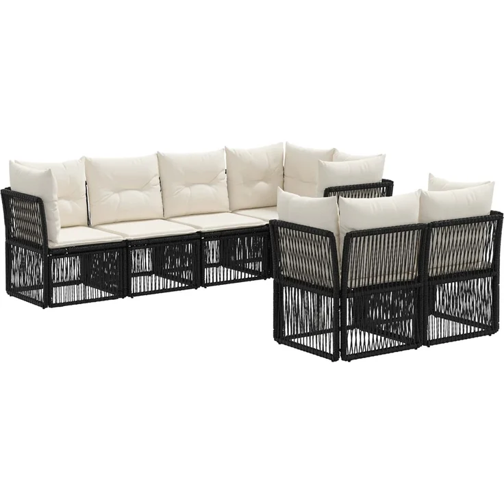 vidaXL Gartensofa-set 7 stk. 7-Sitzer Schwarz Poly-Rattan 3434281 – Bild 2