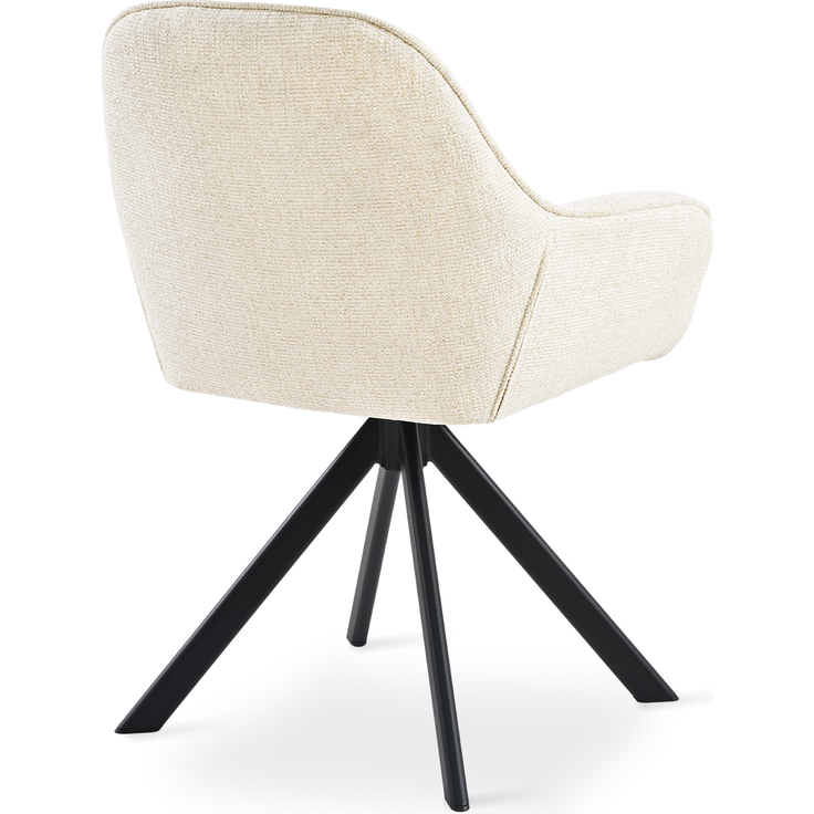 GOEURVANT 1370 Esszimmerstühle 4er-Set mit Armlehnen, 360° Drehbar, Chenille - Creme – Bild 4