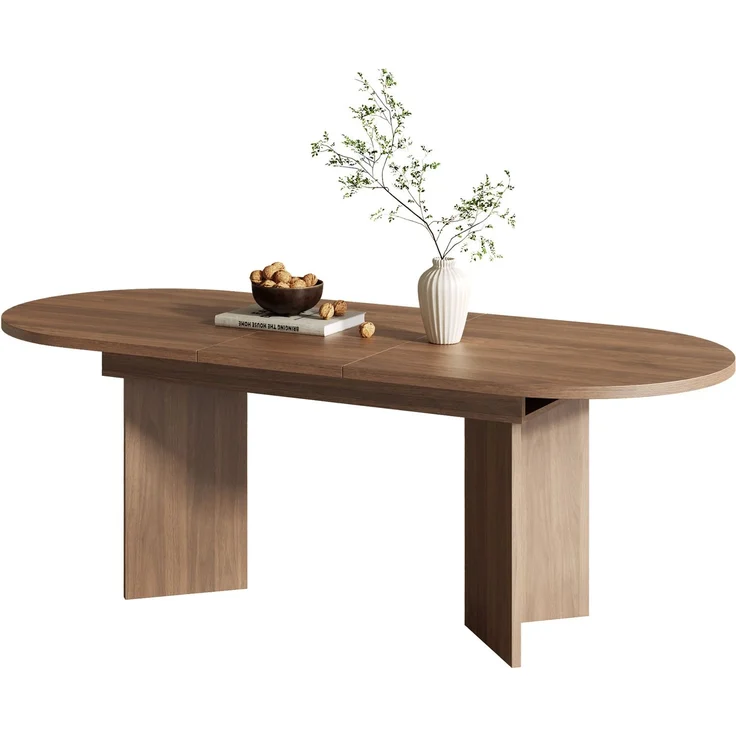 Ausziehbarer Esstisch 140/180x90 cm – Walnuss, MDF, abgerundete Ecken – Bild 8
