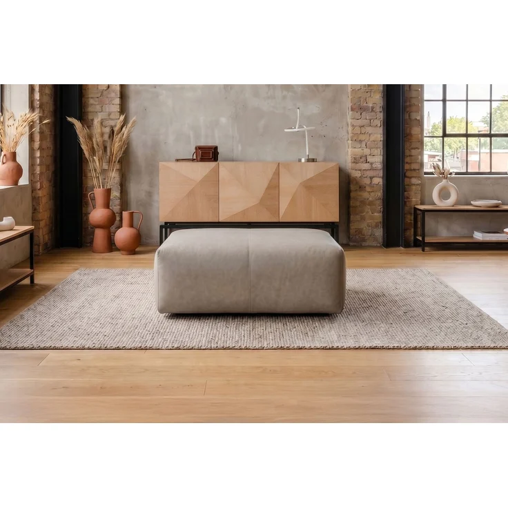 KAWOLA Polsterhocker CELESTE Hockerbank Leder grau 48 x 80 x 120 cm – Bild 2