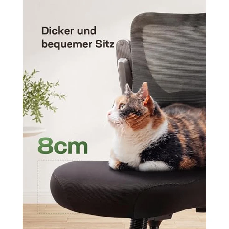 Marsail Ergonomischer Bürostuhl, Drehschreibtischstuhl mit 3D-PU-Armlehnen & Verstellbarer Lendenstütze, höhenverstellbar & neigbarer Chefsessel mit atmungsaktiver Netzrückenlehne,Bis 136kg – Bild 5