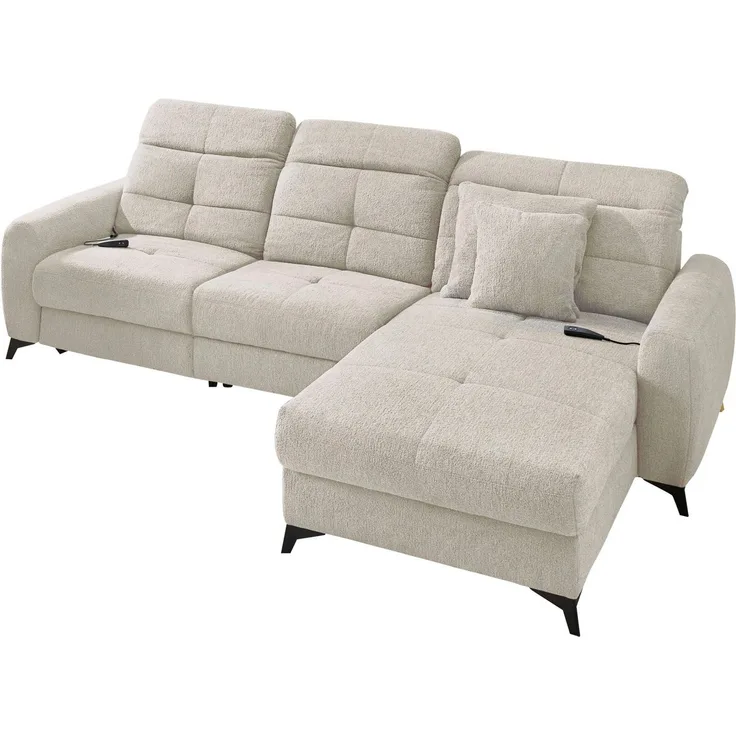 Jockenhöfer Gruppe Ecksofa Chillout L-Form, B: 288 cm, elektr. Relaxfunktion im Sitz und Ottomane, 140kg Belastbarkeit je Sitz, Kopfteilverstellung & Zierkissen