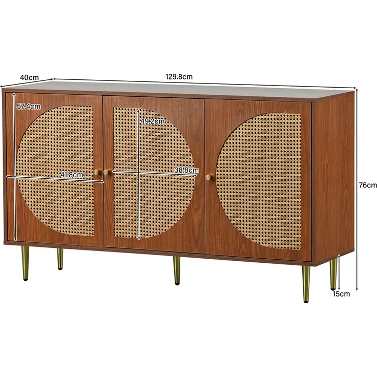 Rattan-Sideboard-Set für Wohnzimmer - Kombination aus Rattan-Kommode und Schuhschrank, Walnussfarben – Bild 6