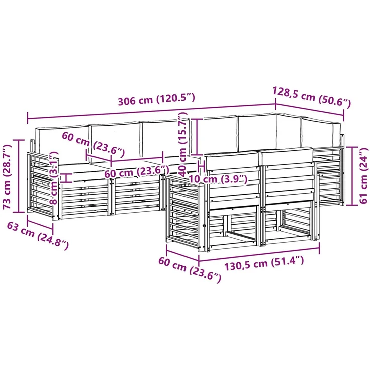 vidaXL Outdoor-Sofagarnitur 8 stk. 8-Sitzer Weiß und Creme Polyester 3392045 – Bild 8