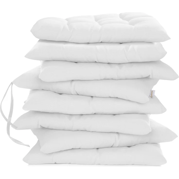 Lavea Stuhlkissen MONACO - weich gepolsterten Sitzkissen Set (4er & 8er), 40x40x3 cm, mit Stoffbändern, Indoor & Outdoor, für Garten & Balkon