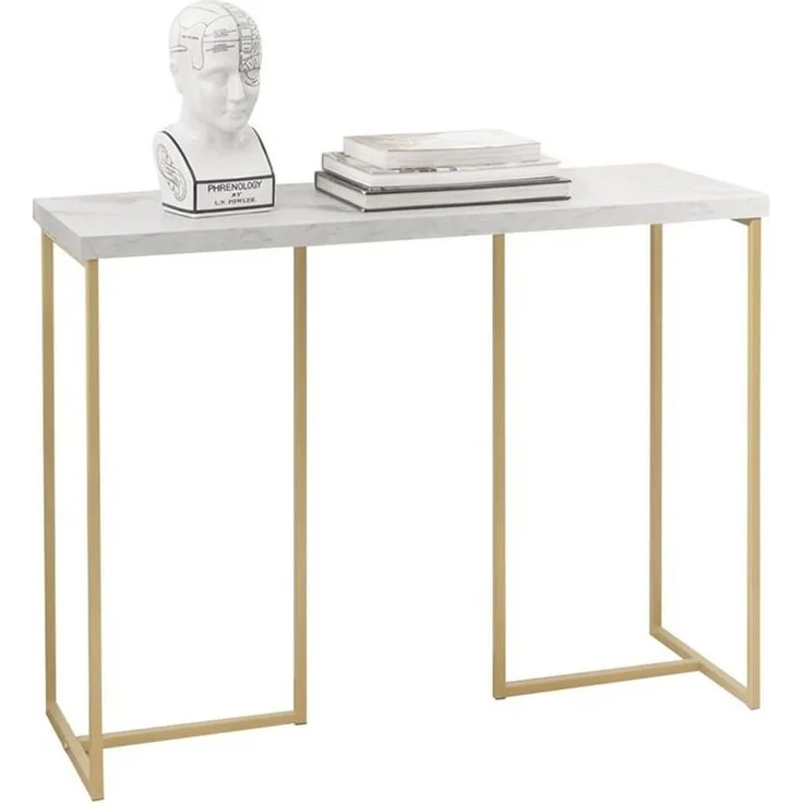 SoBuy Konsolentisch FSB58, mit goldenem Metallrahmen Flurtisch Dekotisch Sideboard Beistelltisch