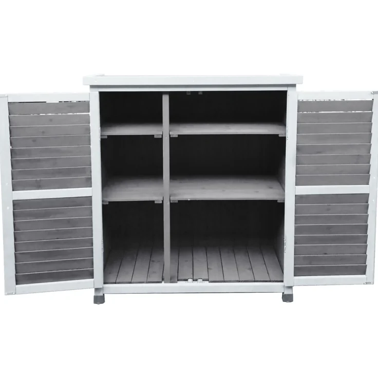 LECO Gartenschrank MOMO, Tannenholz grau-weiß lasiert, 87x47x95 cm – Bild 3