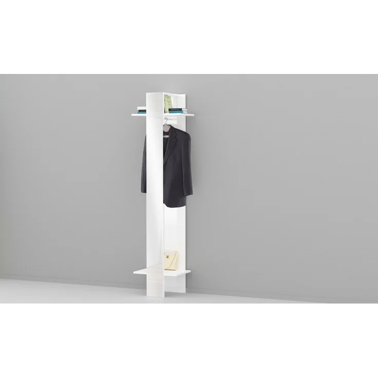 Kompaktgarderobe >Anzio< in Weiß Hochglanz - 50x191x35cm (BxHxT) – Bild 3