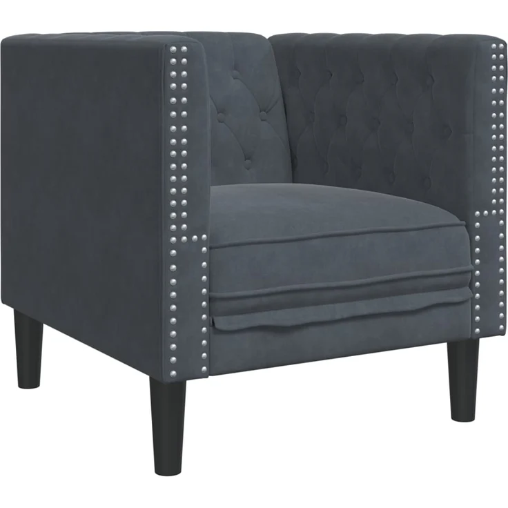 vidaXL Chesterfield-Sessel Dunkelgrau Samt 372674 – Bild 1