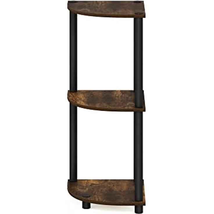 Furinno Turn-N-Tube 3-stufiges Eckregal-Mehrzweckregal, Bernsteinkiefer/Schwarz – Bild 7