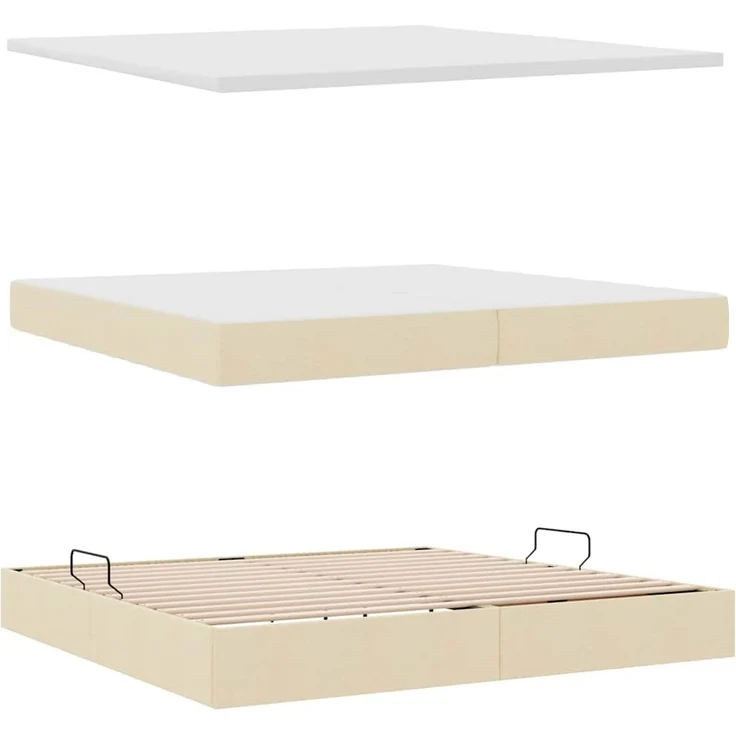 vidaXL LED-Speicherbett mit Matratze Creme 200 x 200 cm Stoff 3371233 – Bild 9