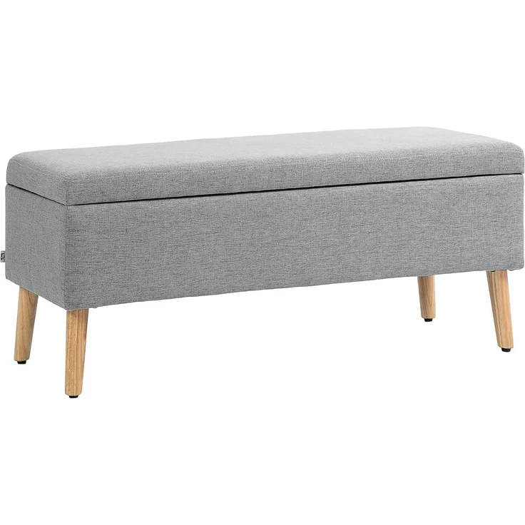 HOMCOM Sitzbank mit Stauraum, 110 x 39 x 45 cm (Truhenbank, 1-St, Polsterbank), für Wohnzimmer, Schlafzimmer, Grau