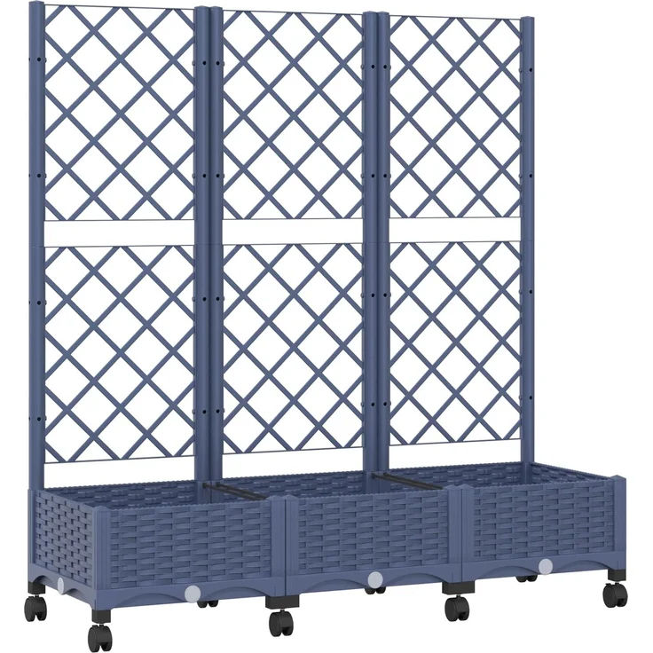 vidaXL Pflanzkübel mit Spalier und Rädern Blaugrau 120 x 40 x 131,5 cm 3423053 – Bild 2